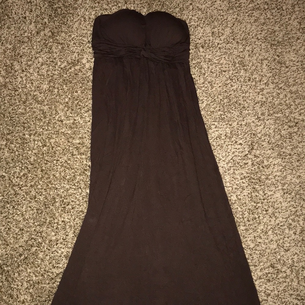 Brown strapless maxi